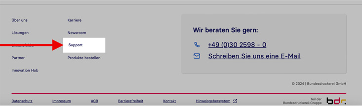 Ansicht des Footers. Ansicht des Footers.