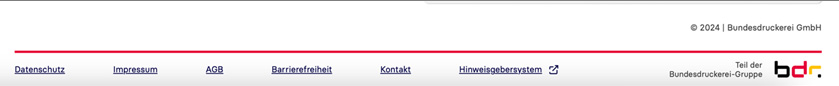 Eine Ansicht des Footers mit weiteren Informationen Eine Ansicht des Footers mit weiteren Informationen