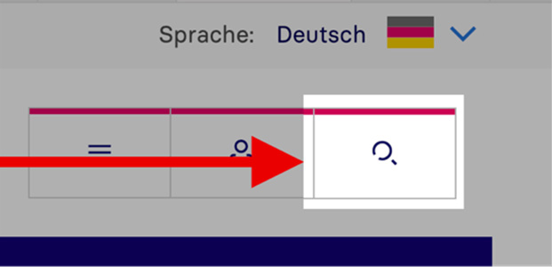 Ansicht der Suchfunktion auf der Website. Ansicht der Suchfunktion auf der Website.