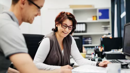 Woman and man have a meeting in the office